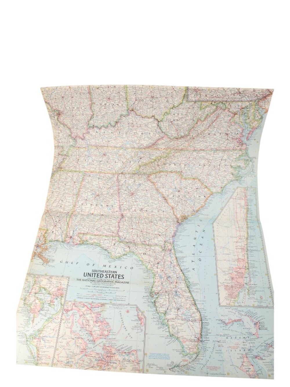 1958National Geographic Map Southeastern US Vintage 94336